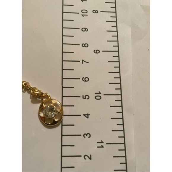 WHITE SAPPHIRE GOLD FLOWER NECKLACE - Picture 6 of 6